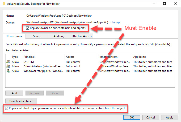 FIX: Failed To Enumerate Objects In The Container. Access Is Denied In Windows 10 - 4