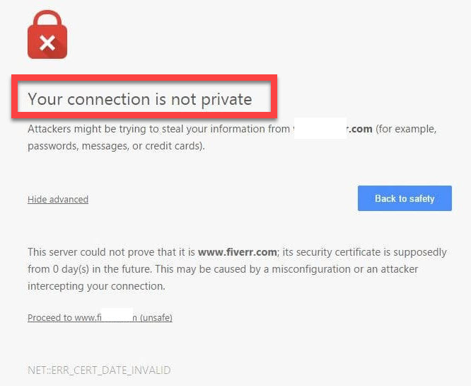 Your Connection Is Not Private Error In Google Chrome