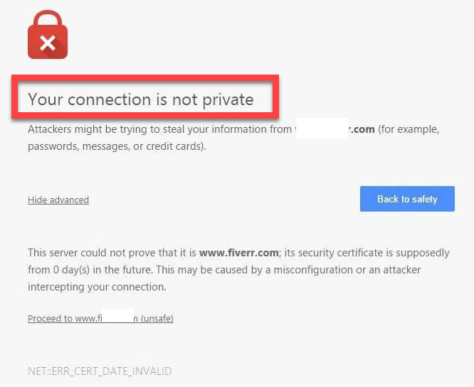 privacy error message on google chrome