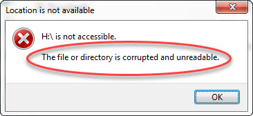 The file or directory is corrupted and unreadable