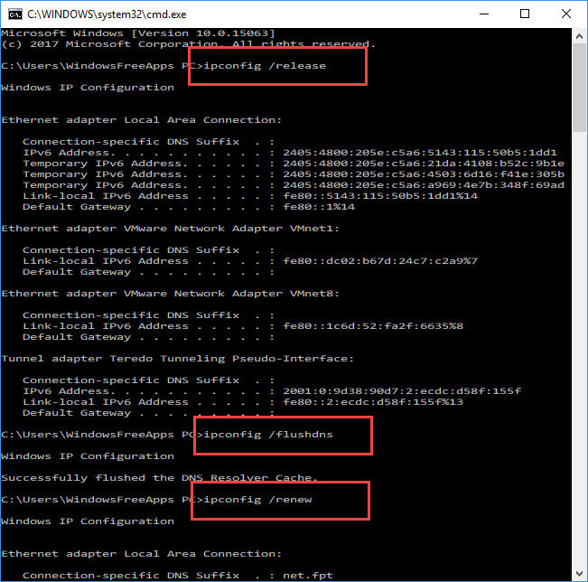 Release IP Address and Renew the IP