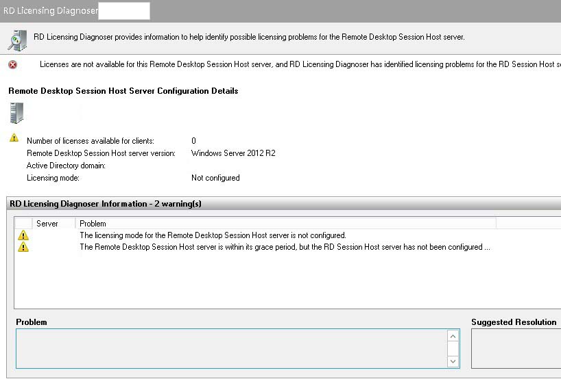 The Licensing mode for the Remote Desktop Session Host is not configured