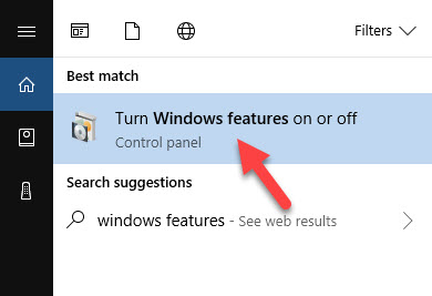 Turn Windows Features On or Off