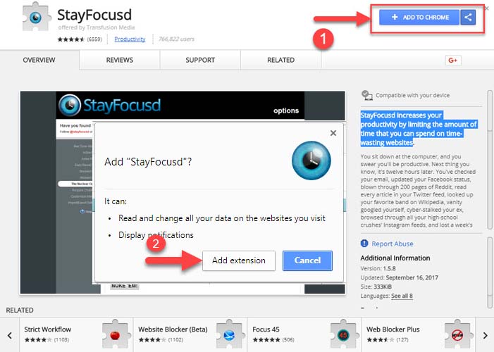 how to block a website on chrome using StayFocusd