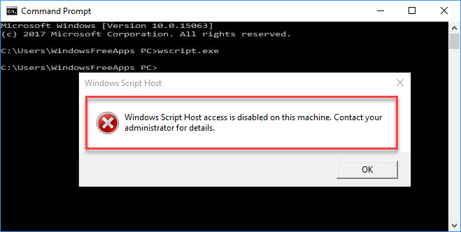 Windows Script Host access is disabled on this machine on Windows 10