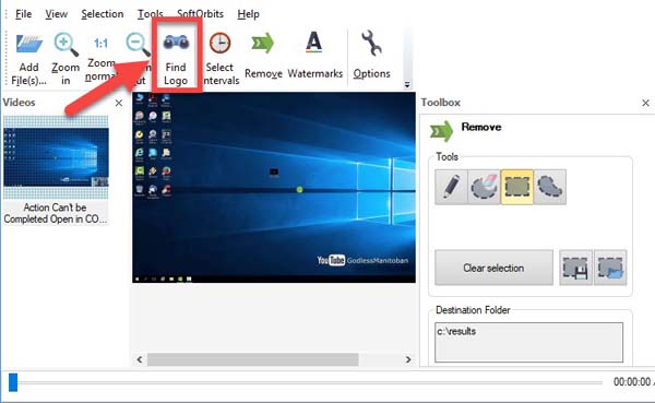 Removing watermark from video using Remove Logo Now