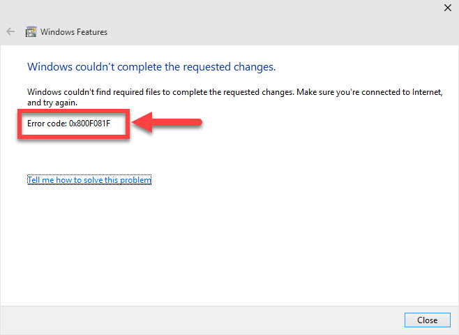 error 0x800f081f windows 7