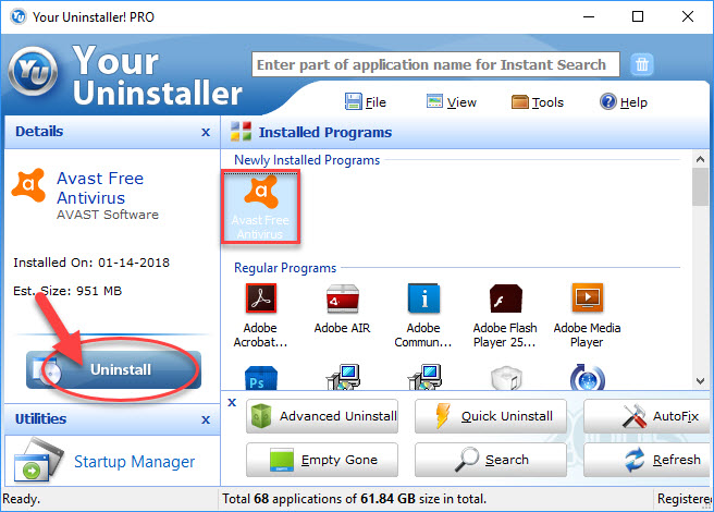 Remove Avast Antivirus using Your Uninstaller!