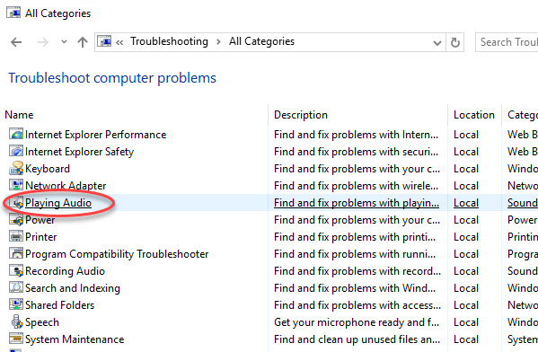 Run Windows 10 Audio Troubleshooter