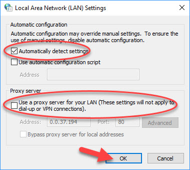 server proxy lan use windows