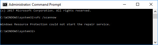 Windows Resource Protection could not start the repair service