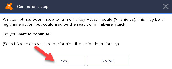 how to shutdown avast temporarily