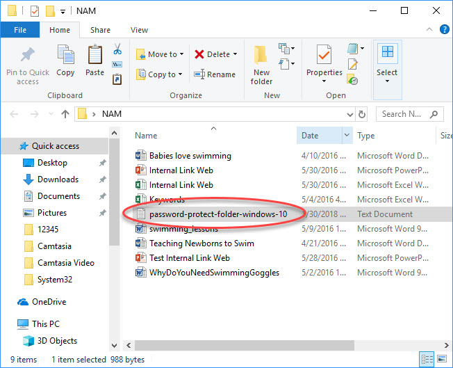 windows 10 password protect a folder