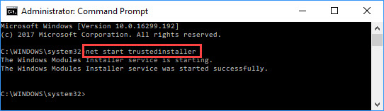 net start trustedinstaller