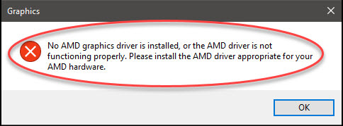 No AMD Graphics Driver is Installed Windows 10