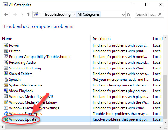 Run Windows Update Troubleshooter