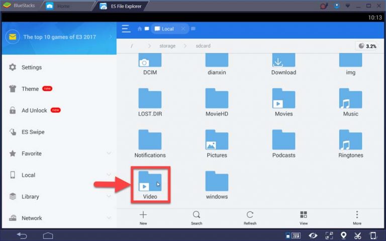 how to copy data from bluestacks to pc