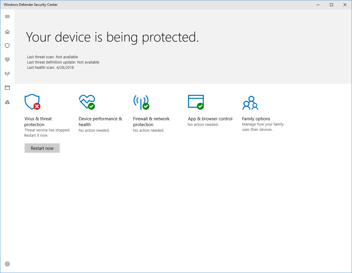 Windows Defender Security Center