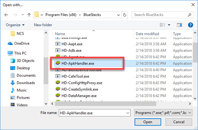 select HD-ApkHandler.exe