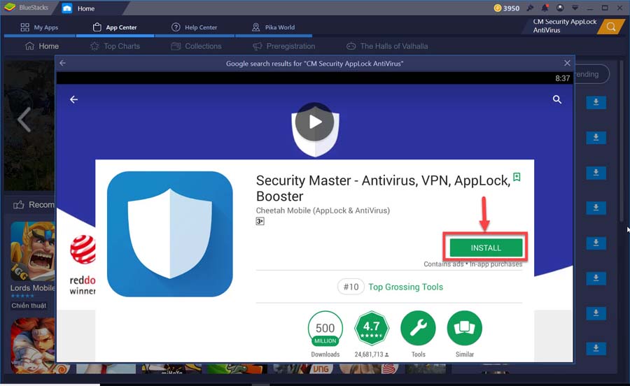 Install CM Security for PC From Google Play store