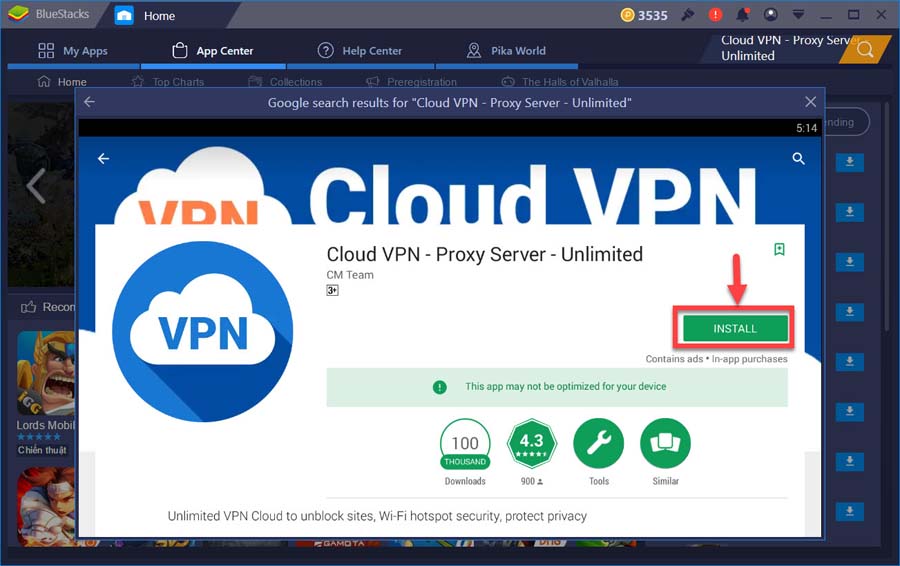 Install Cloud VPN for Windows PC from Google Play store