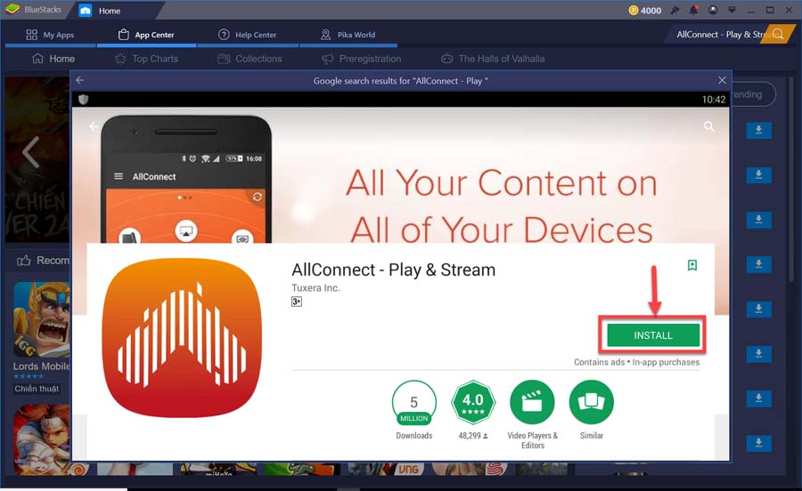 Install AllConnect - Play & Stream for PC from Google Play store