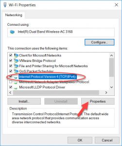 WiFi Properties Internet Protocol Version 4