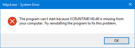The program can’t start because VCRUNTIME140.DLL is missing from your computer