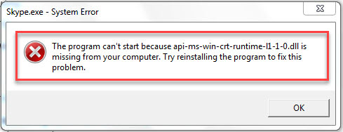 How To Fix Api Ms Win Crt Runtime L1 1 0 Dll Is Missing Error On
