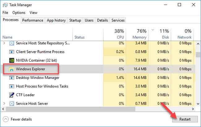 How To Restart Explorer from Task Manager