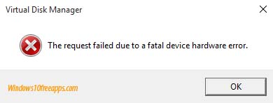 The Request Failed Due To A Fatal Device Hardware Error