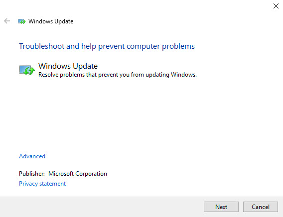 Run Windows Update Troubleshooter