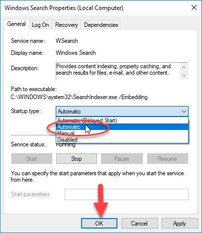 Enable Windows Search service
