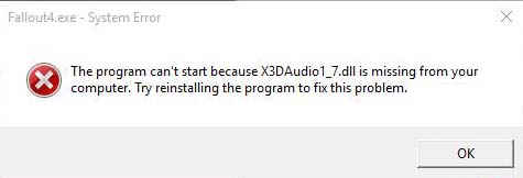 Fix x3daudio1_7.dll Is Missing In Windows 10