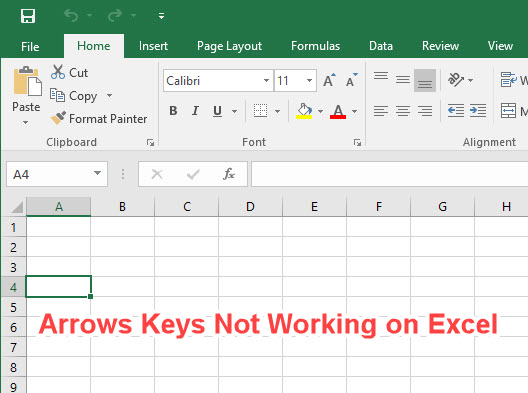 arrow not working in excel