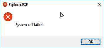 Explorer.exe System call failed