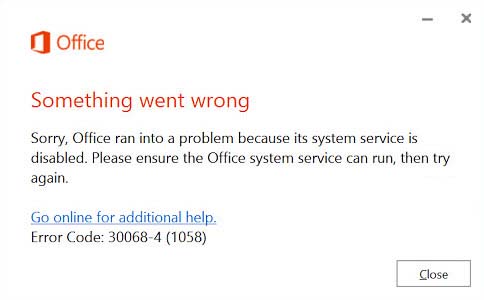 Office Ran Into A Problem Because Its System Service Is Disabled