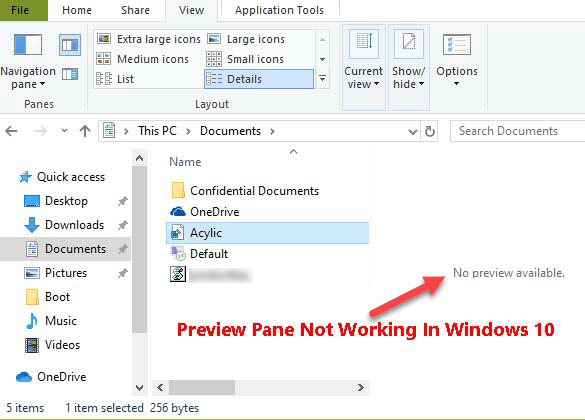 Preview Pane Not Working In Windows 10