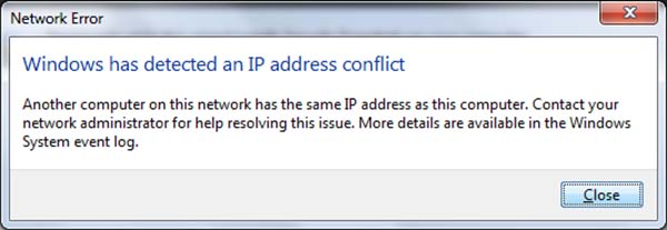 Windows has detected an IP address conflict