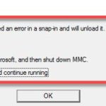 MMC has detected an error in snap-in and will unload it