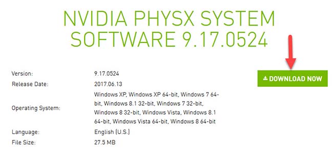 NVIDIA PhysX System Software