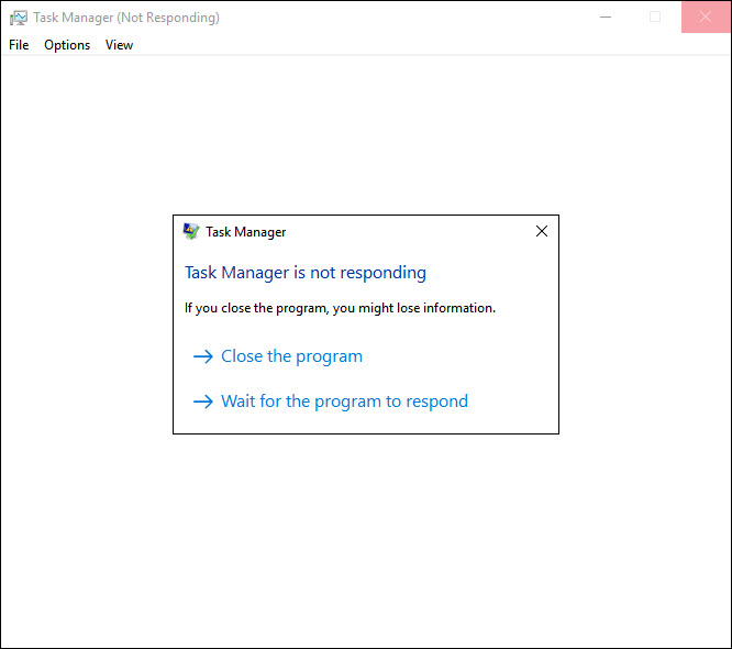Task Manager Not Responding Windows 10