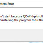 The program can't start because Qt5Widgets.dll is missing from your computer