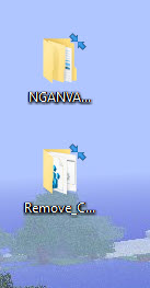 2 small blue overlays which appear on desktop icons