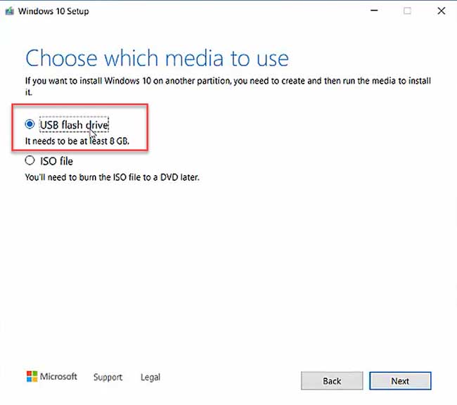 Create Windows 10 Installation Media on USB Flash Drive