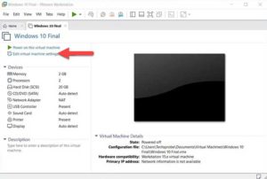 Edit virtual machine settings