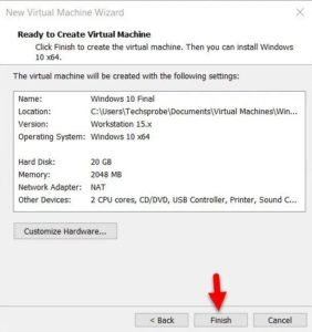 Ready to Create Virtual Machine