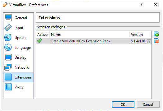 VirtualBox Install Extension