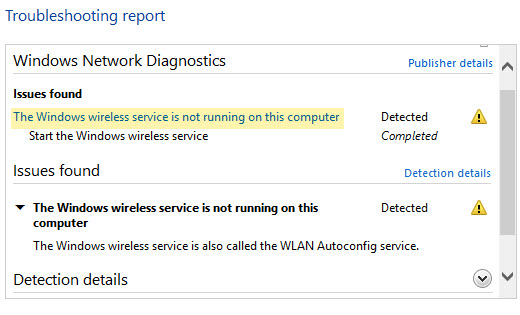 Windows Wireless Service Is Not Running On This Computer