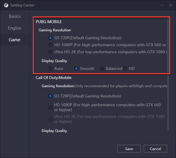 Gameloop Game Settings